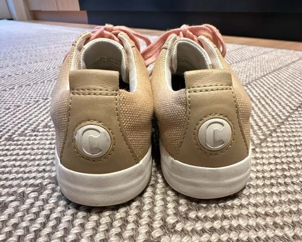Camper Imar Women's Beige Canvas Sneakers with Pink Laces